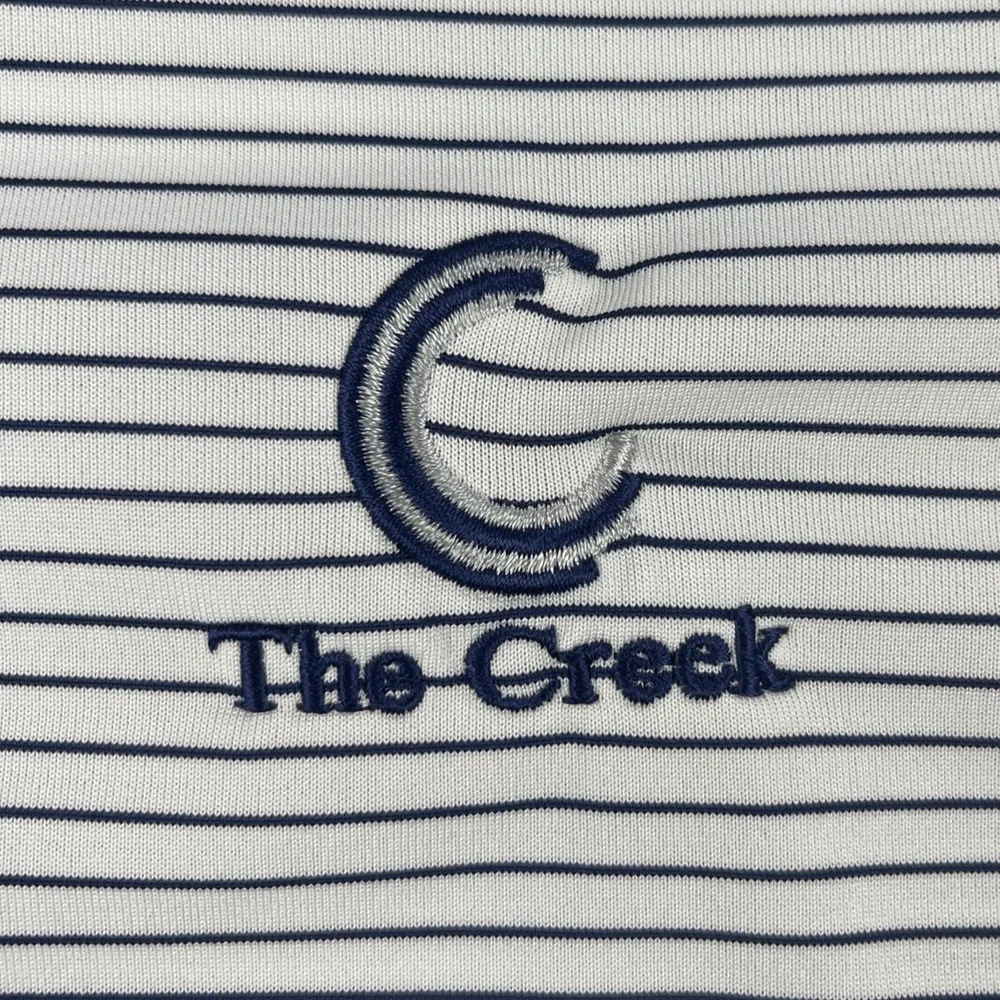 Adidas Mens Large White Striped Polo Shirt The Creek Golf Performance